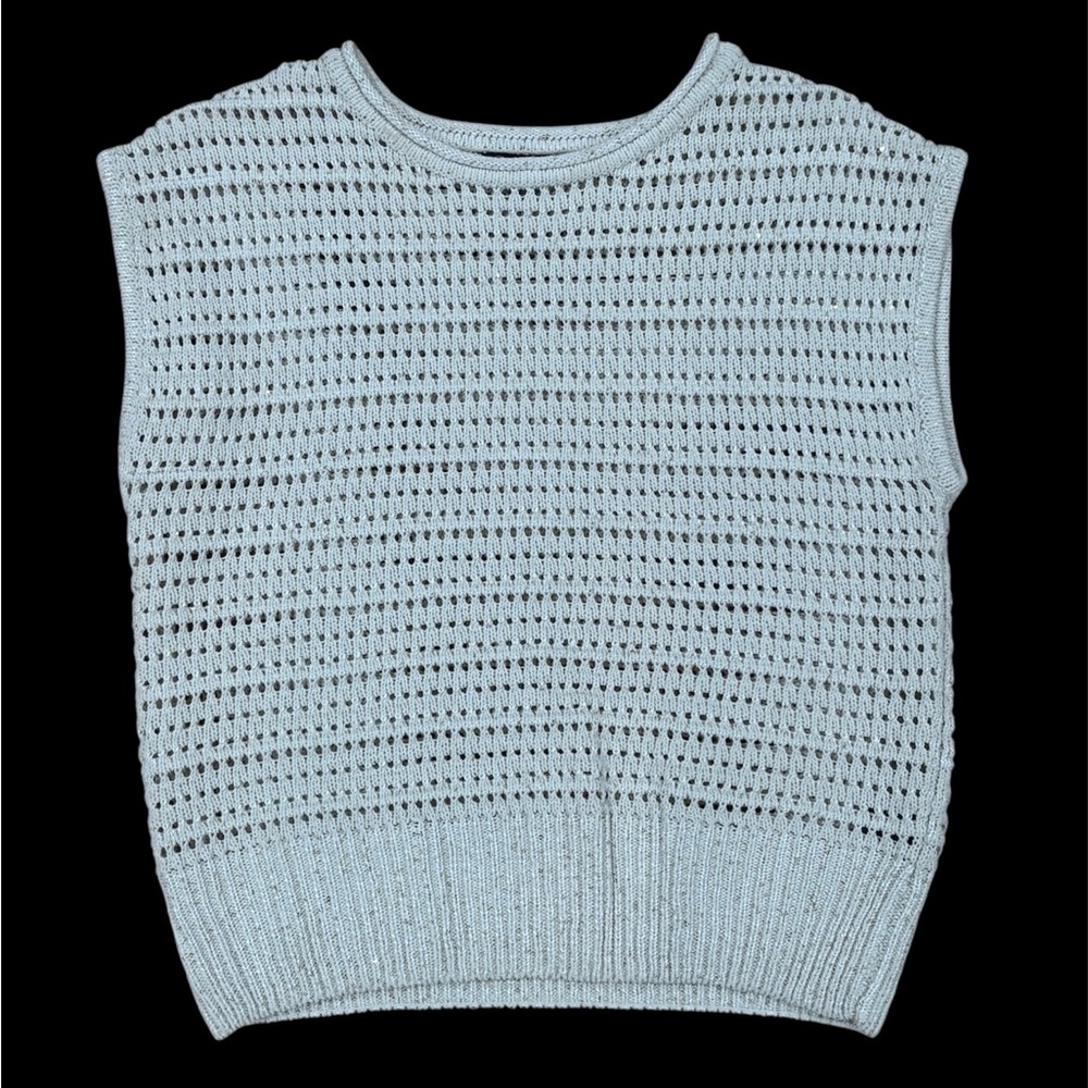Elegant Sky Beige Knit Sleeveless Top